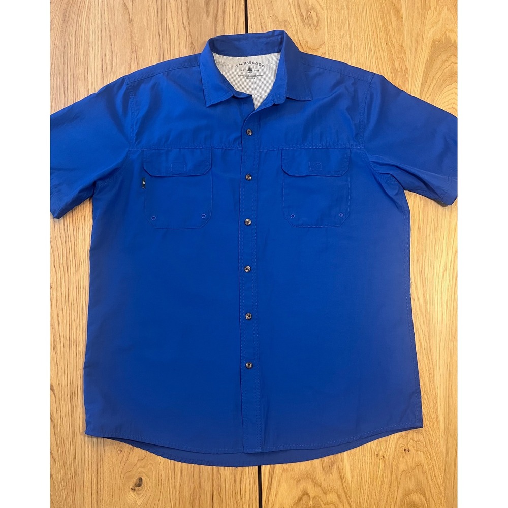 G.H. Bass & Co. Short Sleeve Fishing Shirt Men XL Blue Gorpcore Utility